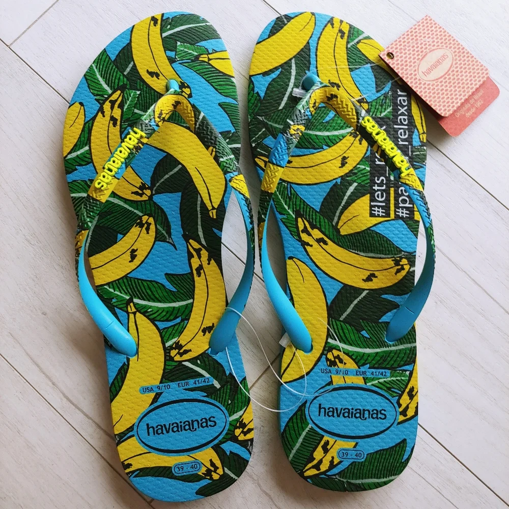 Havaianas Blue Banana Flip Flops NEW - Picture 3 of 8